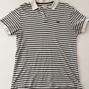 Levi's Black and White Striped Polo Shirt